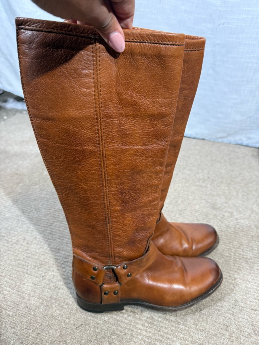 Frye Phillip Harness‎ Brown Leather Tall Boots size 7